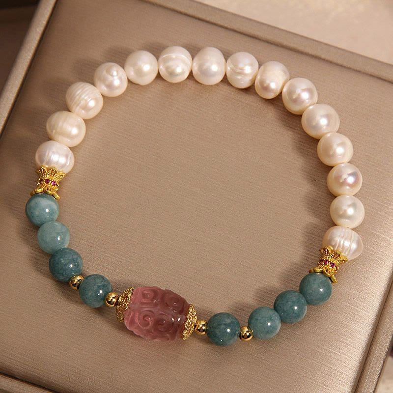 KarmaRipple's Pearl Jade Strawberry Quartz Purity Bracelet p1