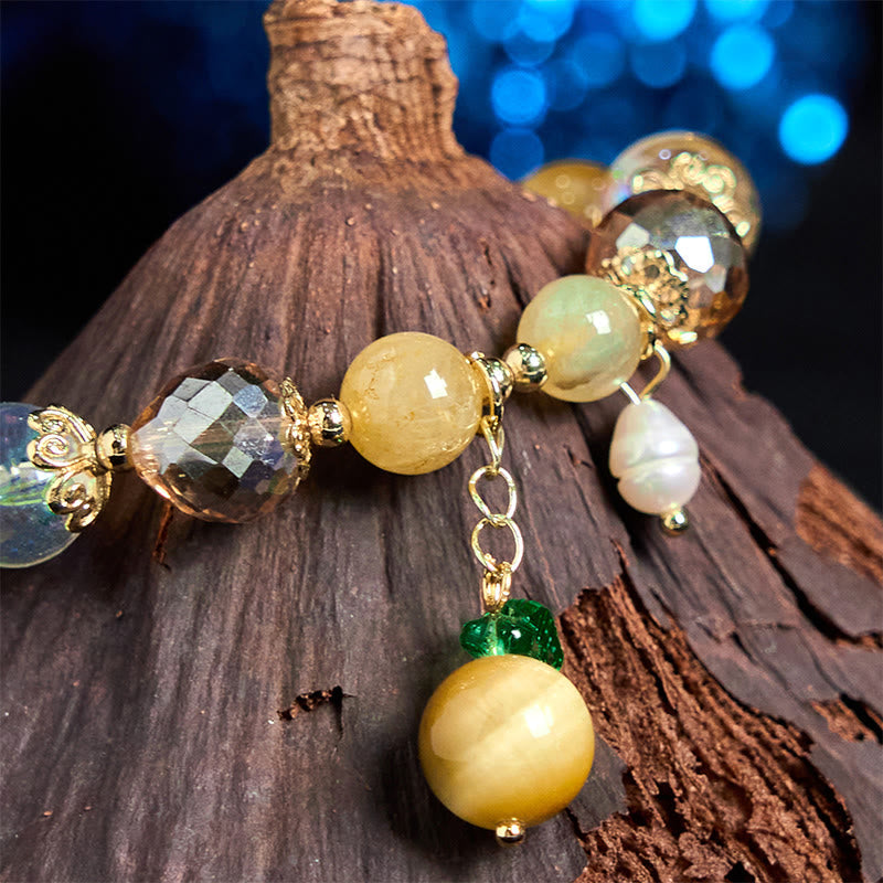 KarmaRipple's Authentic Tiger Eye Beadwork Green Leaf Courage Bracelet p3