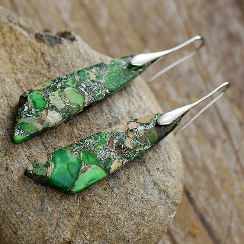 KarmaRipple's Authentic Emperor Stone Geometric Gemstone Anti-Stress Earrings p11