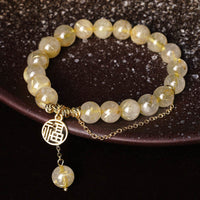 KarmaRipple's Citrine Fortunate Fu Character Happiness Bracelet