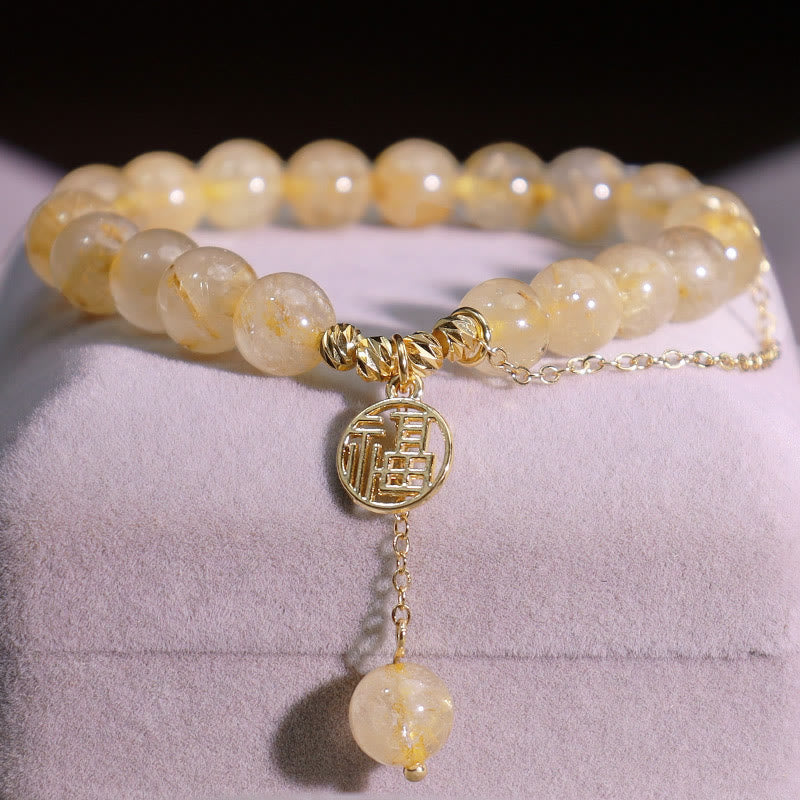 KarmaRipple's Citrine Fortunate Fu Character Happiness Bracelet p7