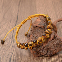 KarmaRipple's Authentic Tiger Eye Cinnabar Hand-woven Double Row Beadwork Protection Bracelet