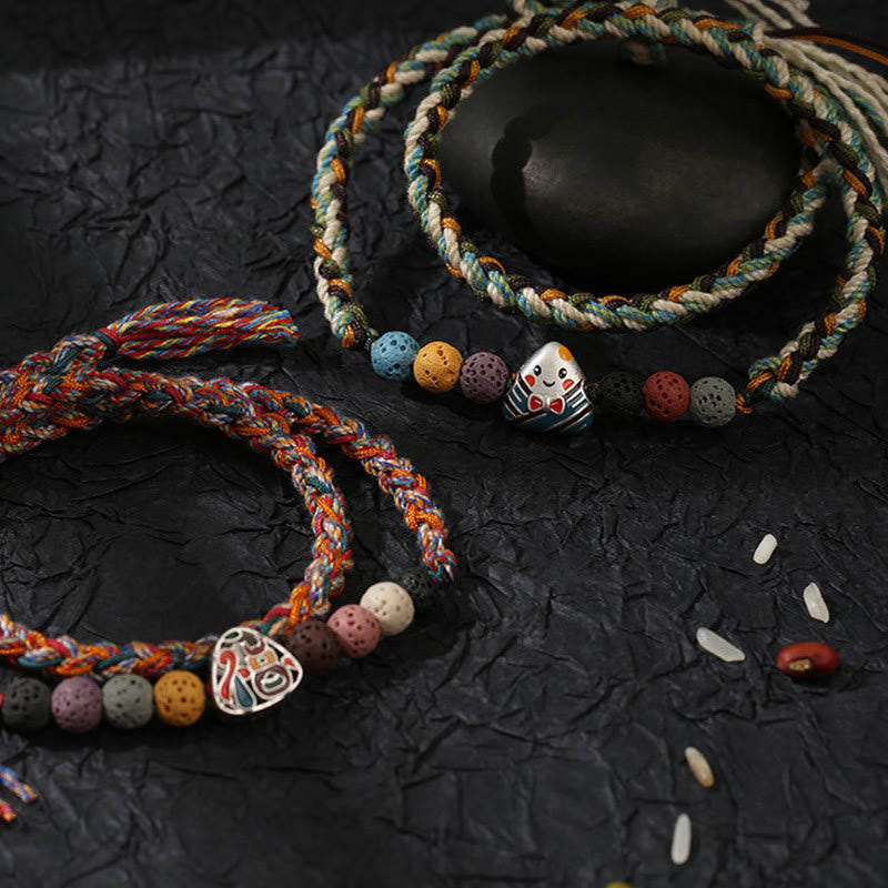 KarmaRipple's Dragon Boat Festival Colorful Rope Lava Rock Fu Character Rice Dumplings Fortune Woven Bracelet p15