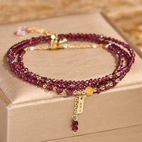 KarmaRipple's Small Authentic Garnet Passion Triple Wrap Bracelet