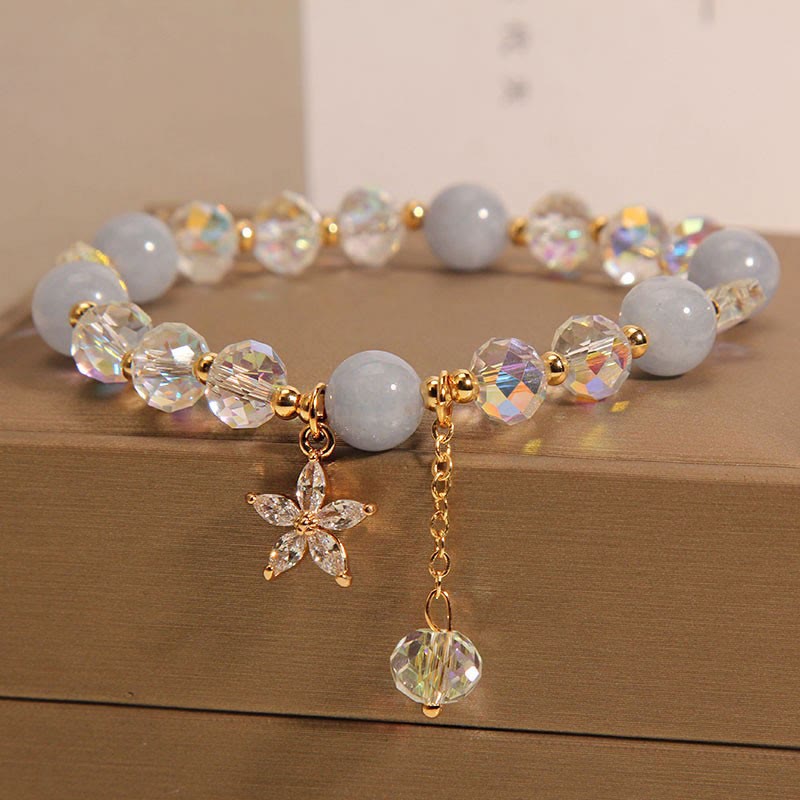 KarmaRipple's Authentic Aquamarine Gemstone Zircon Flower Peace Balancing Bracelet p8