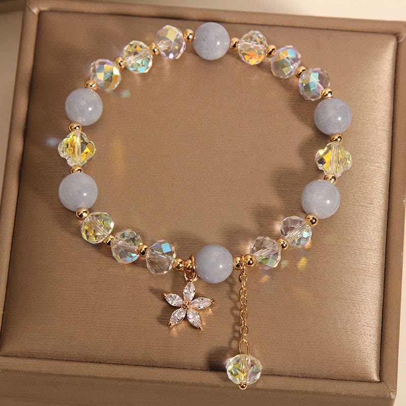 KarmaRipple's Authentic Aquamarine Gemstone Zircon Flower Peace Balancing Bracelet p5