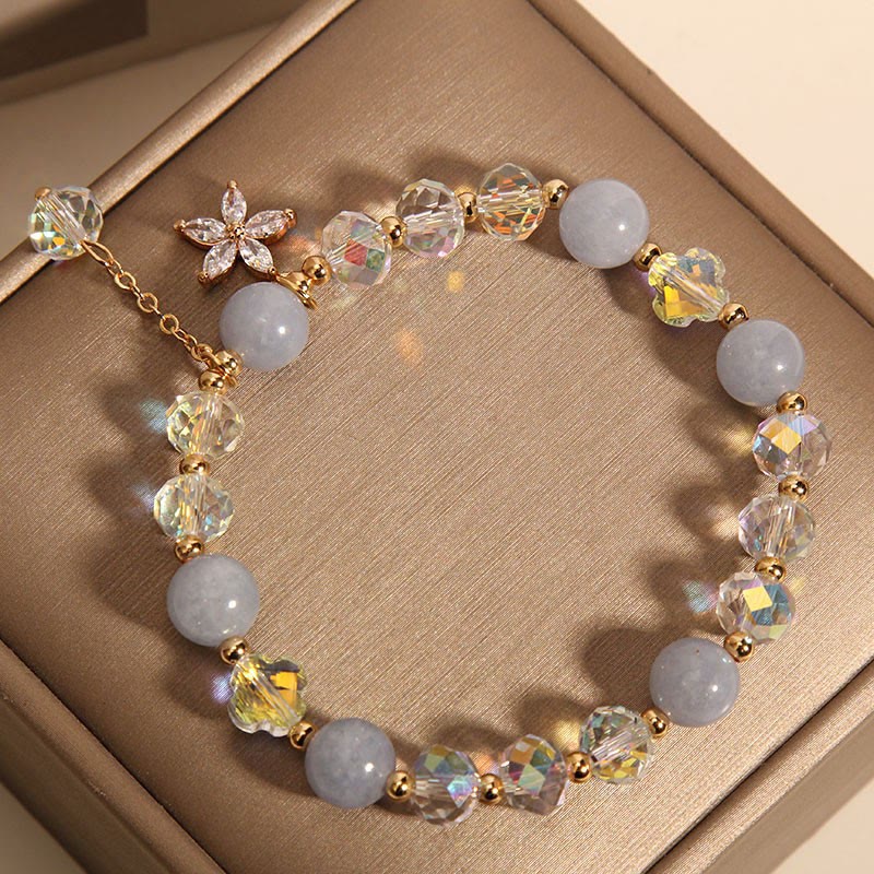 KarmaRipple's Authentic Aquamarine Gemstone Zircon Flower Peace Balancing Bracelet p3