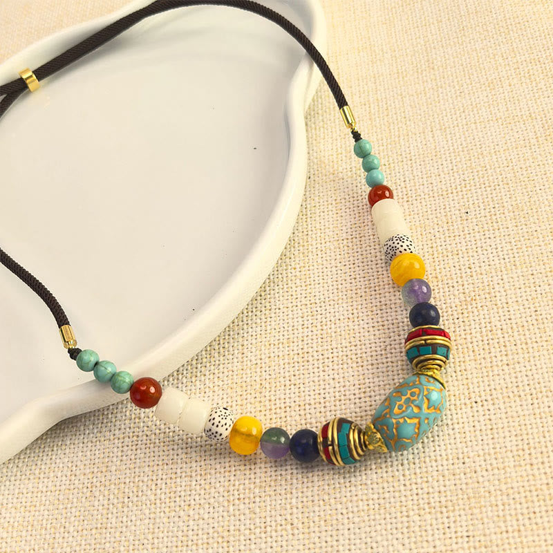 KarmaRipple's Tibetan Handmade Turquoise Beadwork Balance Pendant Necklace p3