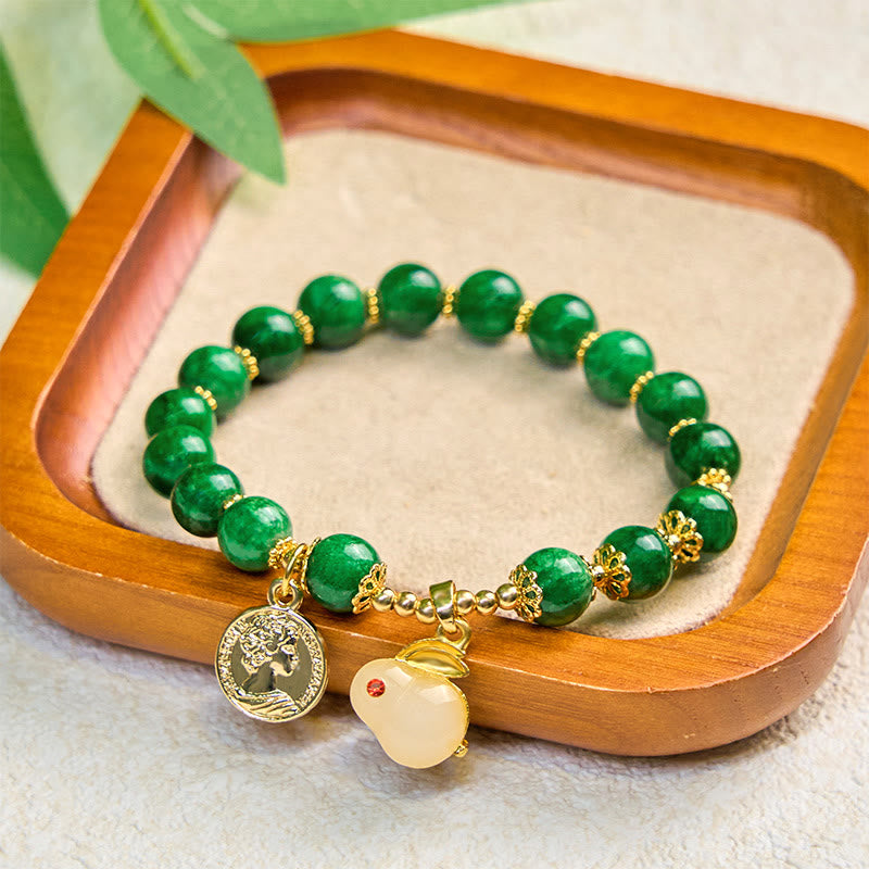 KarmaRipple's Green Calcite Lovely Rabbit Talisman Clarity Bracelet p3