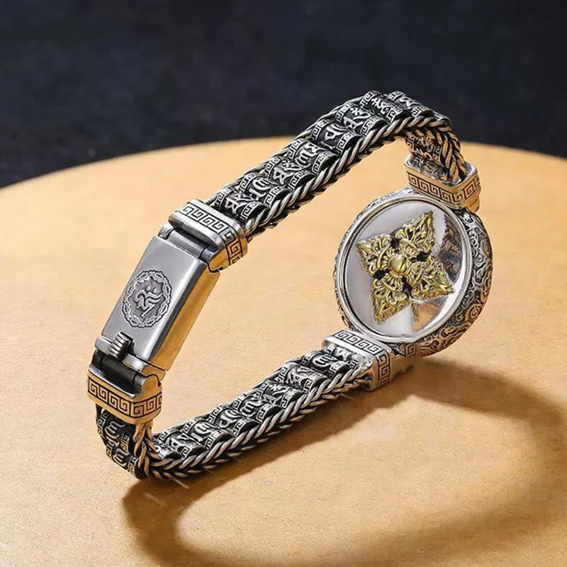 KarmaRipple's Tibetan Bronze Buckle Om Mani Padme Hum Turntable Rotatable Peace Metal Bracelet p5