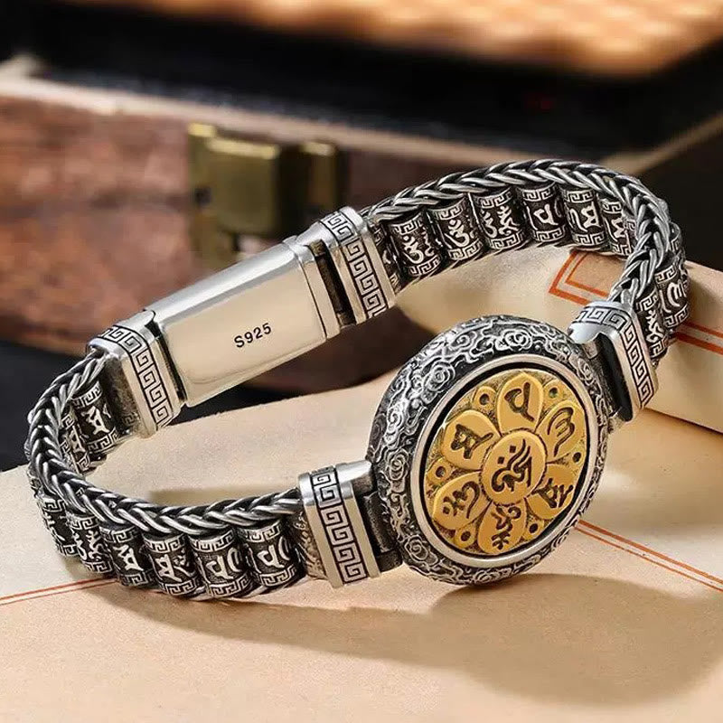 KarmaRipple's Tibetan Bronze Buckle Om Mani Padme Hum Turntable Rotatable Peace Metal Bracelet p3