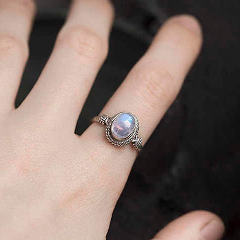 KarmaRipple's 925 Sterling Silver Authentic Moonstone'sitive Ring p6