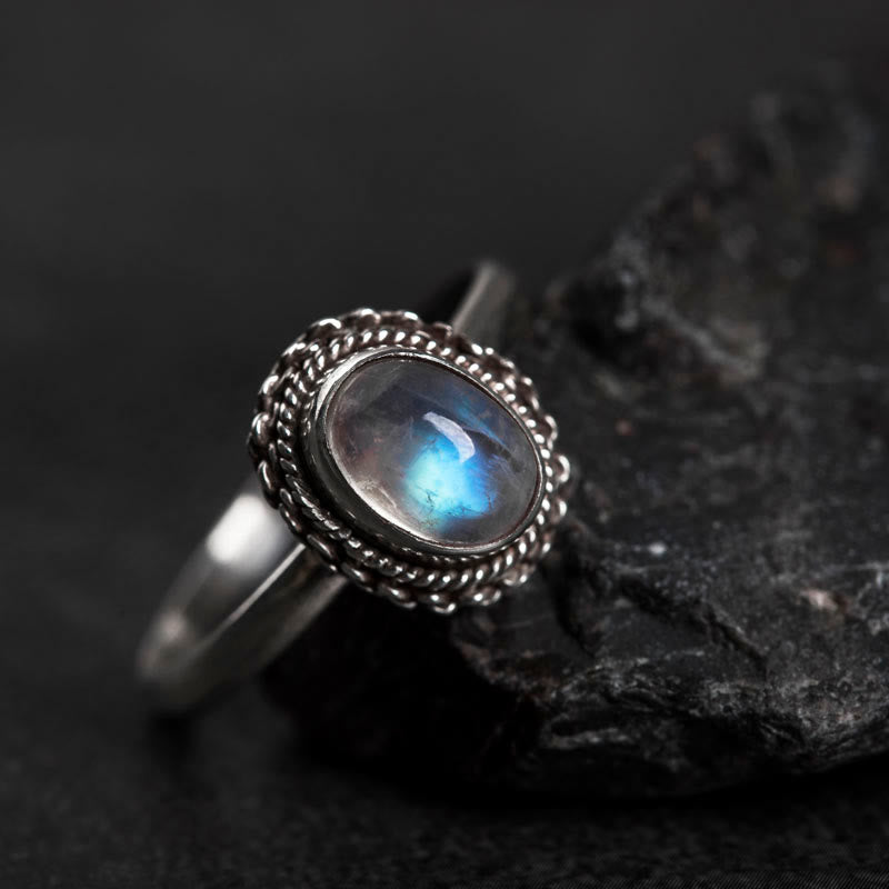 KarmaRipple's 925 Sterling Silver Authentic Moonstone'sitive Ring p12