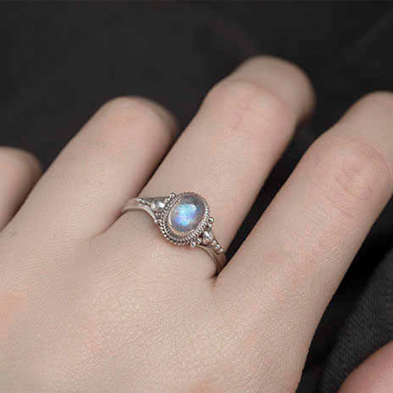 KarmaRipple's 925 Sterling Silver Authentic Moonstone'sitive Ring p17