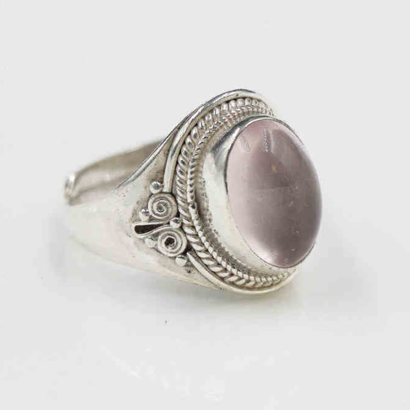KarmaRipple's 925 Sterling Silver Handmade Authentic Rose Quartz Loving Energy Adjustable Ring p15
