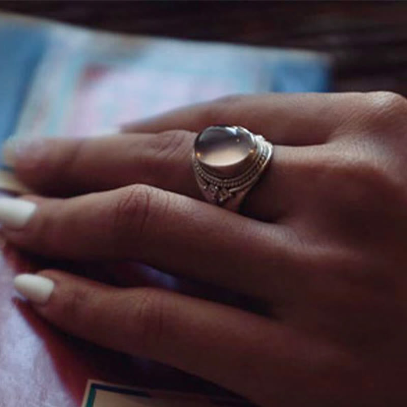 KarmaRipple's 925 Sterling Silver Handmade Authentic Rose Quartz Loving Energy Adjustable Ring p10