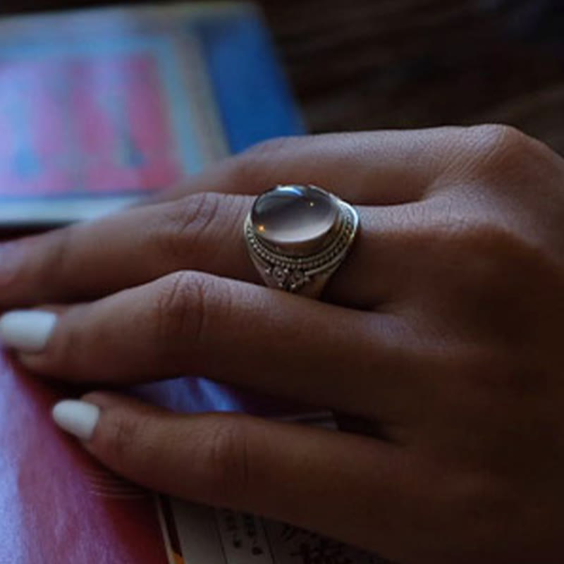 KarmaRipple's 925 Sterling Silver Handmade Authentic Rose Quartz Loving Energy Adjustable Ring p11