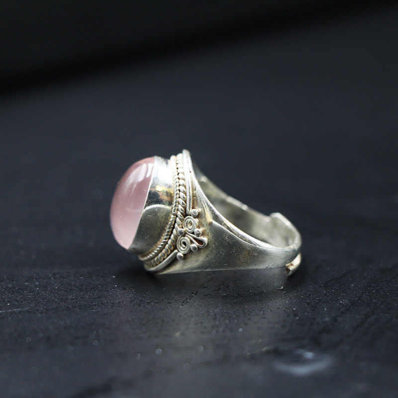 KarmaRipple's 925 Sterling Silver Handmade Authentic Rose Quartz Loving Energy Adjustable Ring p3