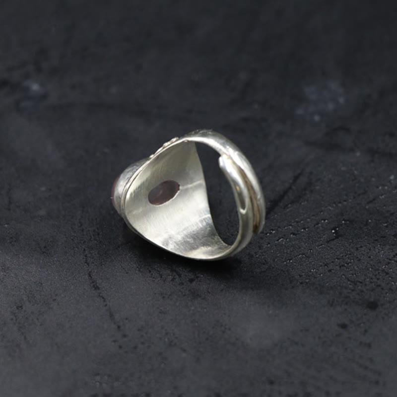 KarmaRipple's 925 Sterling Silver Handmade Authentic Rose Quartz Loving Energy Adjustable Ring p4