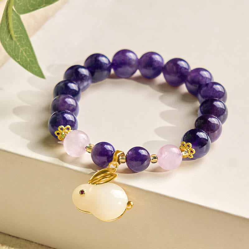 KarmaRipple's Authentic Amethyst Rabbit Beadwork Inner Peace Bracelet p4