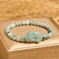 KarmaRipple's Authentic Green Jade PiXiu Carved Fortune Bracelet