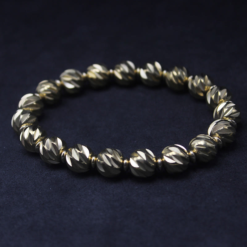 KarmaRipple's Vintage Distressed Knife Carving Pattern Bronze Brass Beadwork Wealth Bracelet p30