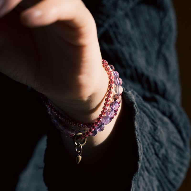 KarmaRipple's Retro 6mm Amethyst 4mm Garnet Multilayer Balance Bracelet p10