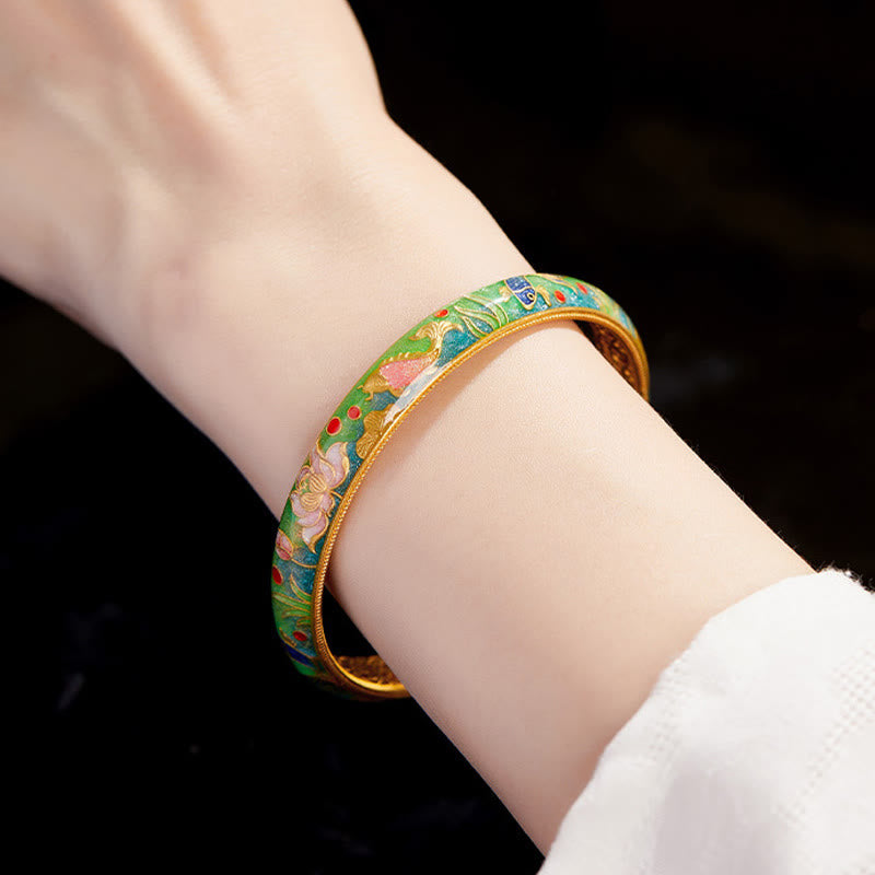 KarmaRipple's 999 Sterling Silver Koi Fish Lotus Hollow Design Wealth Bracelet Bangle 2.28 IN (58 MM) p5