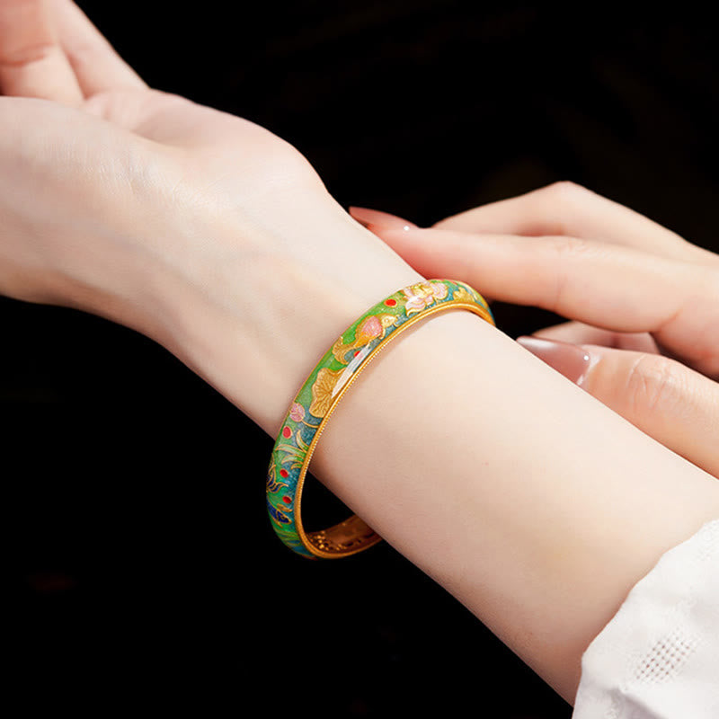 KarmaRipple's 999 Sterling Silver Koi Fish Lotus Hollow Design Wealth Bracelet Bangle 2.28 IN (58 MM) p10