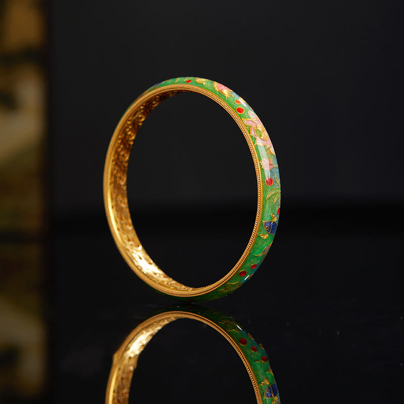 KarmaRipple's 999 Sterling Silver Koi Fish Lotus Hollow Design Wealth Bracelet Bangle 2.28 IN (58 MM) p3