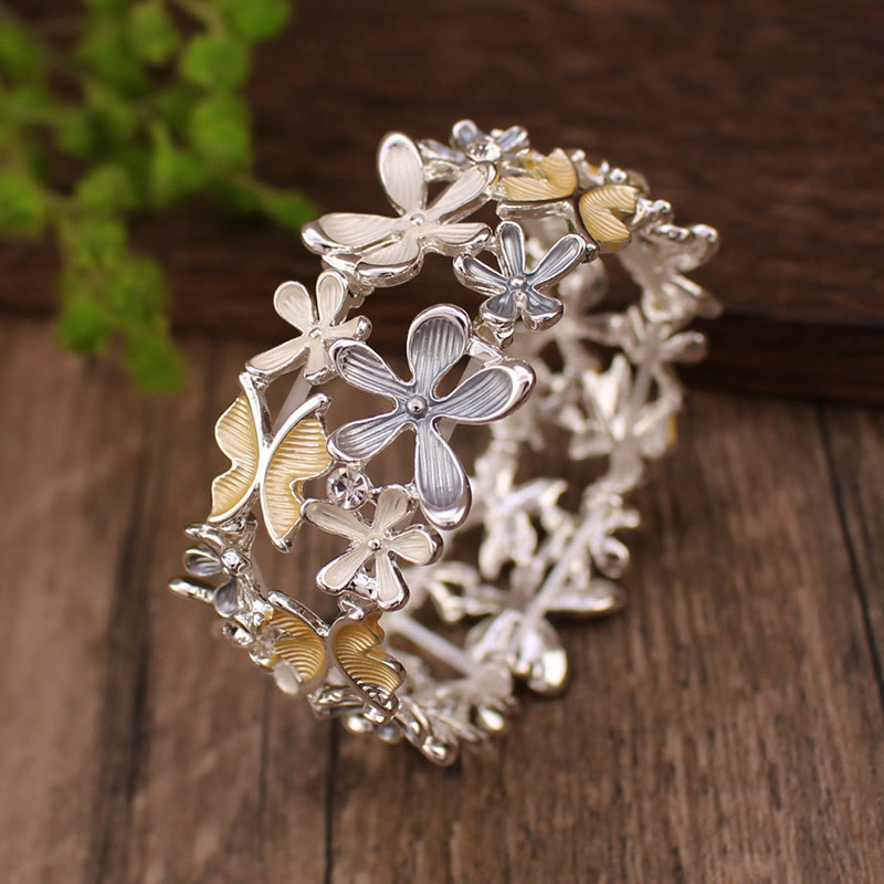 KarmaRipple's Colorful Butterfly Flowers Love Alloy Elastic Bracelet Bangle p14
