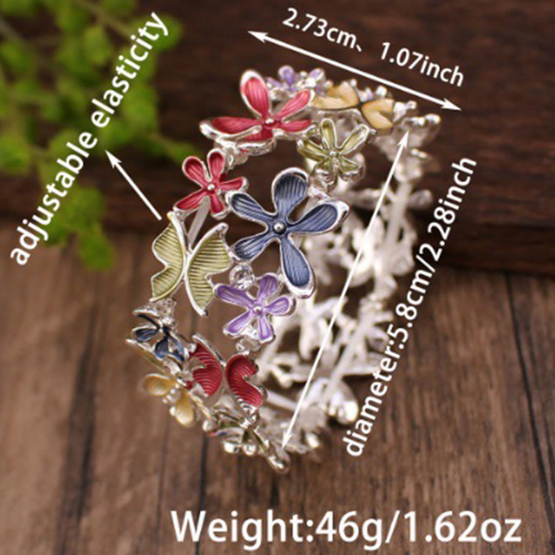 KarmaRipple's Colorful Butterfly Flowers Love Alloy Elastic Bracelet Bangle p7