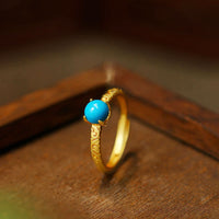 KarmaRipple's Simple Design Turquoise Protection Bronze Adjustable Ring