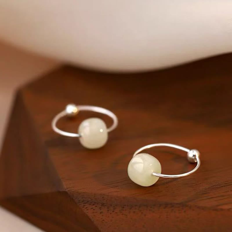 KarmaRipple's 925 Sterling Silver Hetian Jade Bead Fortune Earrings p16