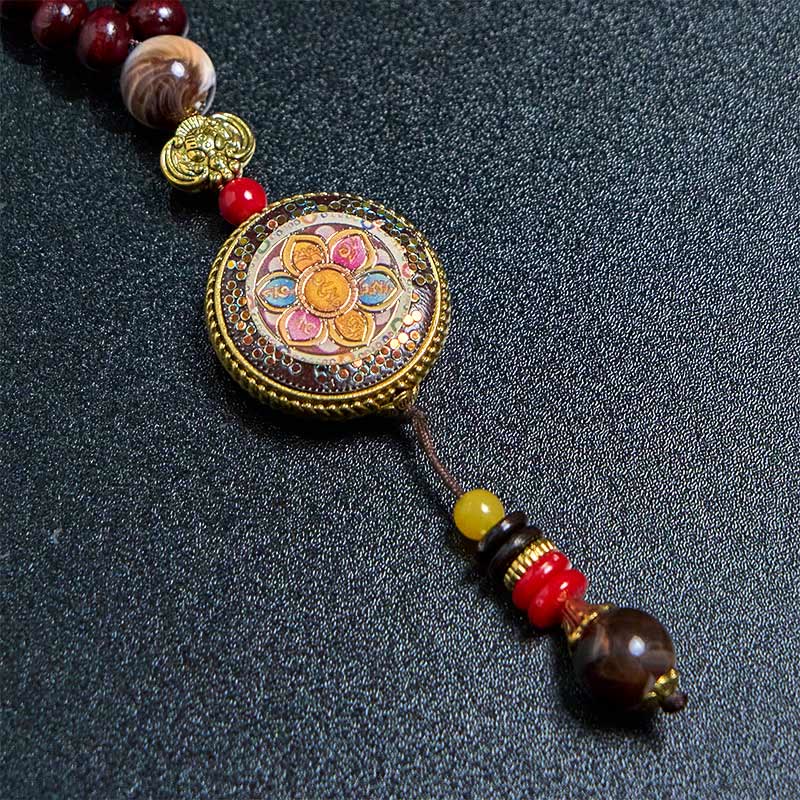KarmaRipple's Tibetan Handmade Wood Beadwork Om Mani Padme Hum Samantabhadra Bodhisattva Purity Pendant Necklace p14