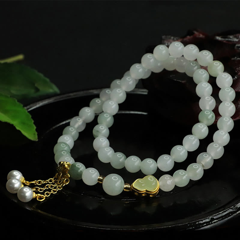 KarmaRipple's Authentic Tianshan Jade Lotus Gourd Double Circle Prosperity Bracelet p4