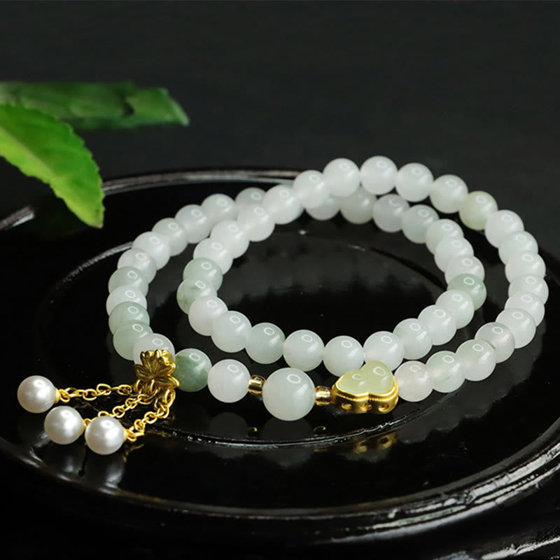 KarmaRipple's Authentic Tianshan Jade Lotus Gourd Double Circle Prosperity Bracelet p5