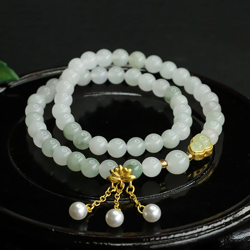 KarmaRipple's Authentic Tianshan Jade Lotus Gourd Double Circle Prosperity Bracelet p9
