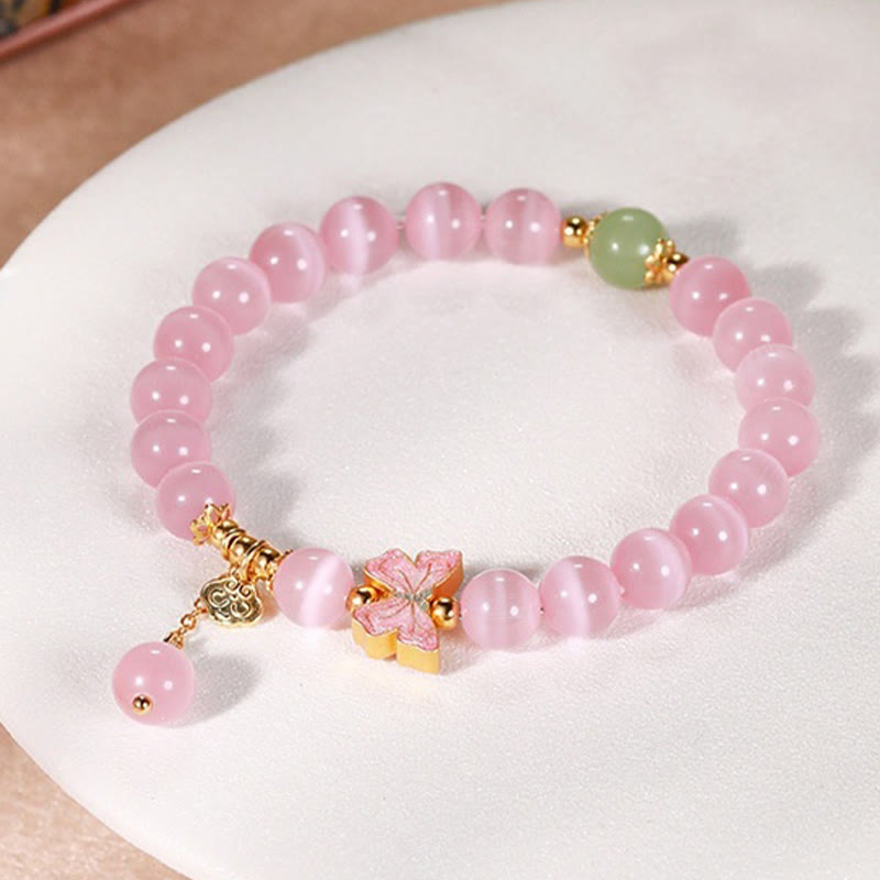 KarmaRipple's 925 Sterling Silver Cat's Eye Hetian Jade Butterfly Peace Lock Talisman Peace Bracelet p2