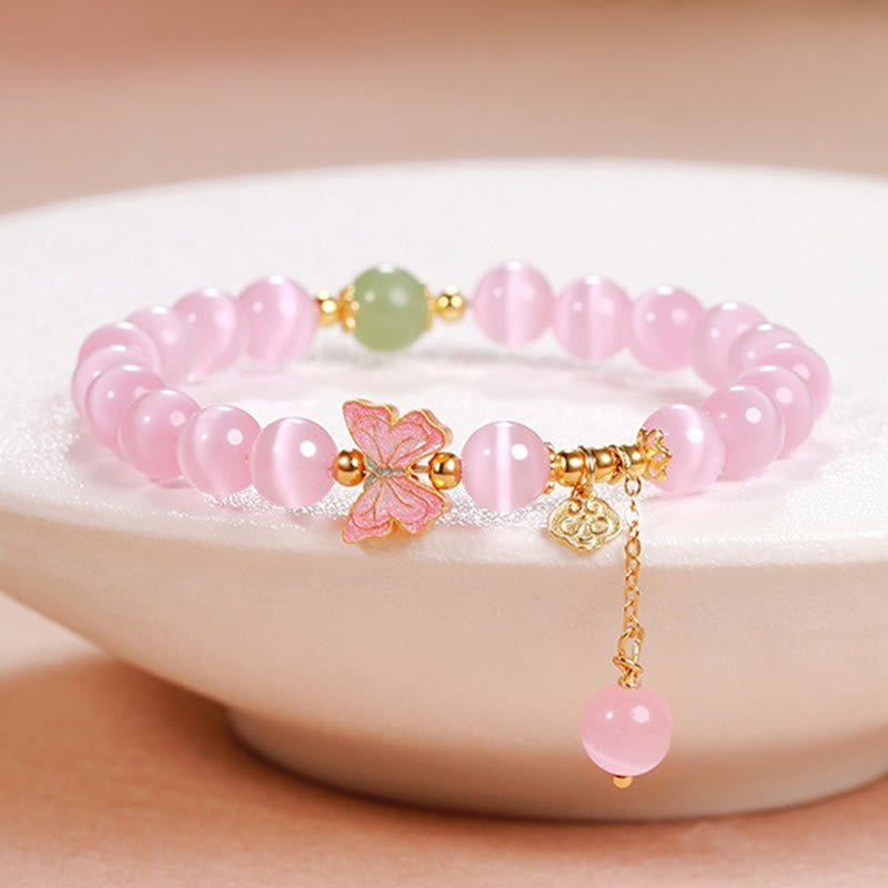 KarmaRipple's 925 Sterling Silver Cat's Eye Hetian Jade Butterfly Peace Lock Talisman Peace Bracelet p15