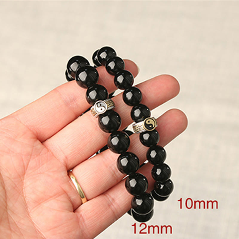 KarmaRipple's Black Obsidian Yin Yang Nine-Character Mantra Fulfilment Bracelet p11