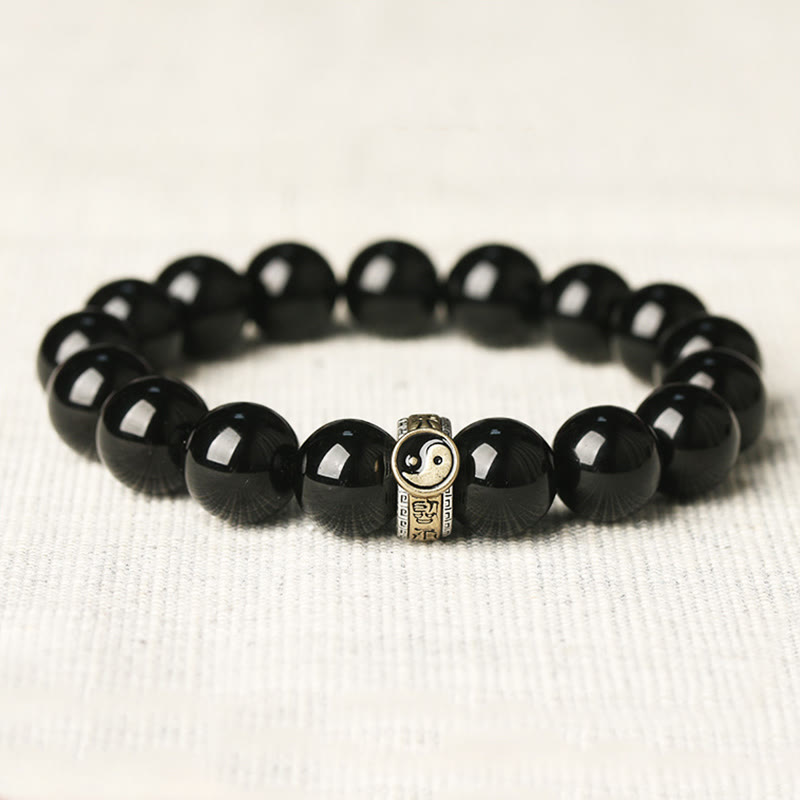 KarmaRipple's Black Obsidian Yin Yang Nine-Character Mantra Fulfilment Bracelet p13