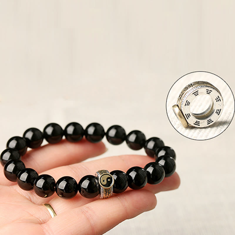 KarmaRipple's Black Obsidian Yin Yang Nine-Character Mantra Fulfilment Bracelet p10