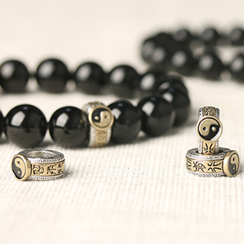KarmaRipple's Black Obsidian Yin Yang Nine-Character Mantra Fulfilment Bracelet p8
