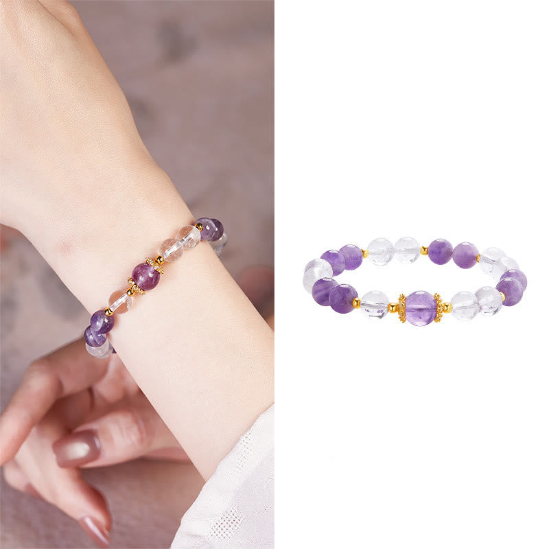 KarmaRipple's 925 Sterling Silver Authentic Amethyst Ivory Gemstone Balance Bracelet p11