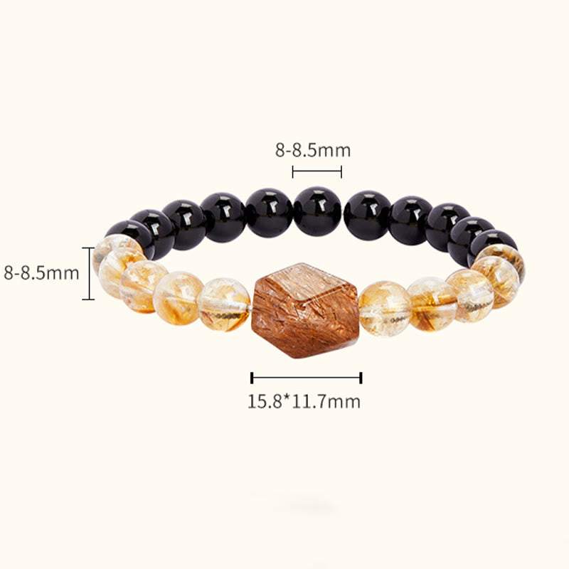 KarmaRipple's Authentic Black Obsidian Citrine Super Seven Gemstone Strength Bracelet p5