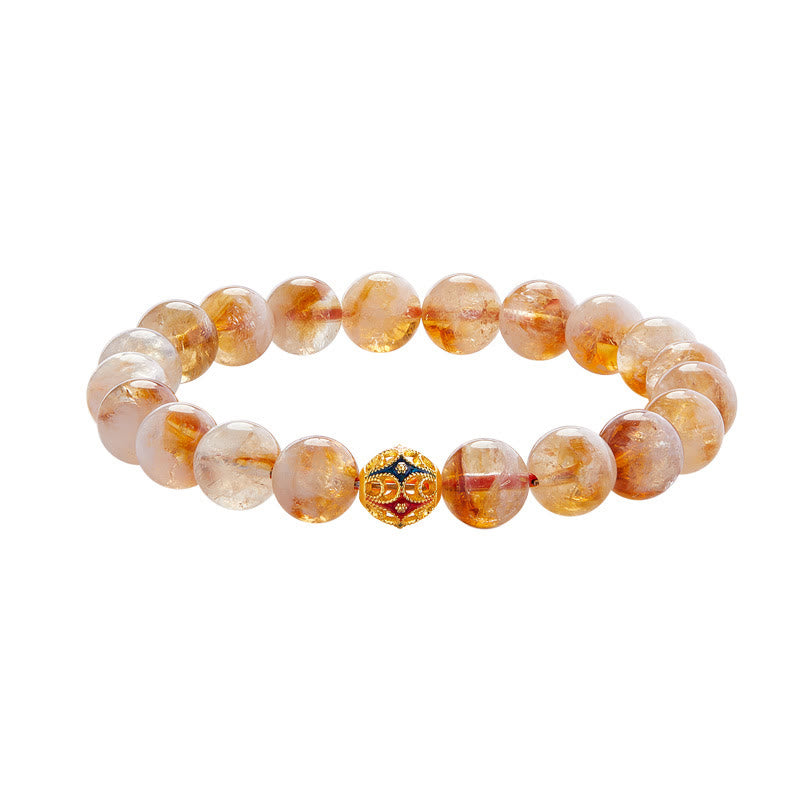 KarmaRipple's 999 Sterling Silver Authentic Citrine Flower Balls Beadwork Protection Bracelet p11