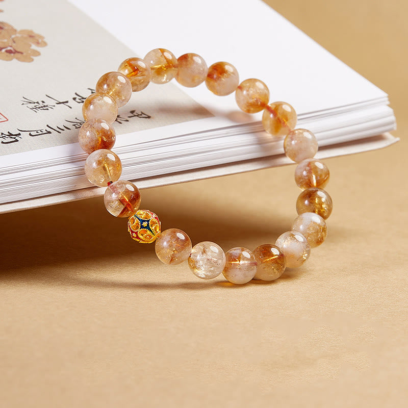 KarmaRipple's 999 Sterling Silver Authentic Citrine Flower Balls Beadwork Protection Bracelet p2