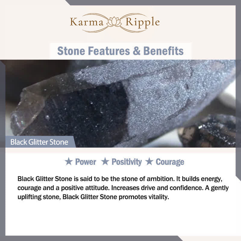 KarmaRipple's Black Obsidian Black Glitter Stone Purification Bracelet p15