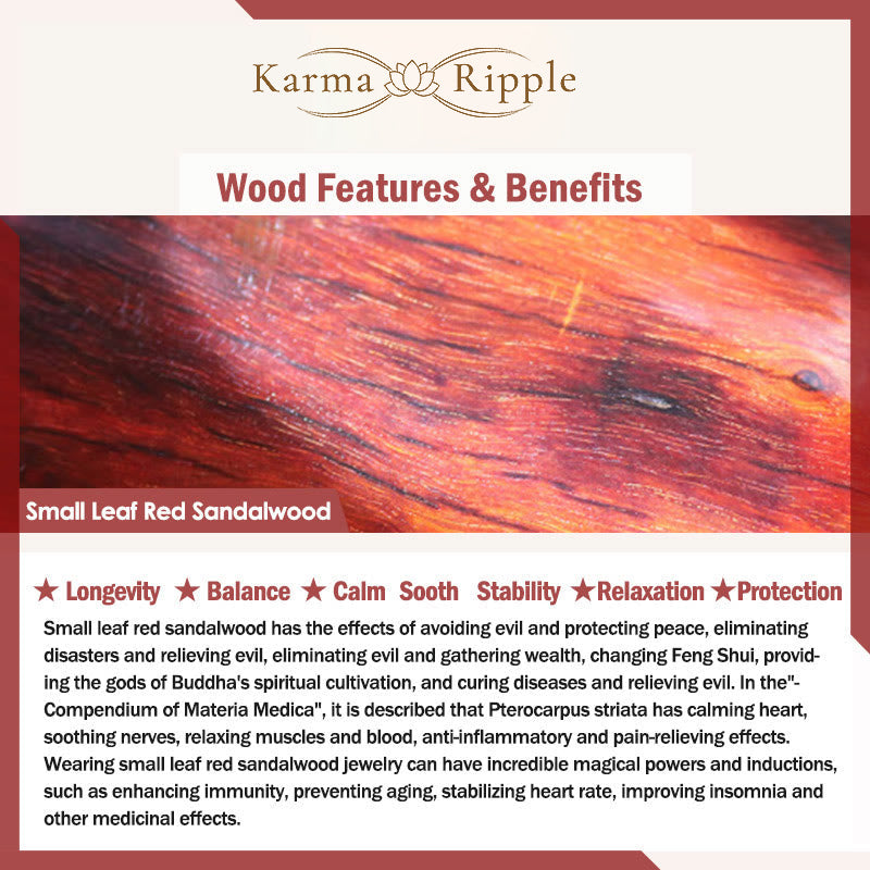 KarmaRipple's Small Leaf Red Sandalwood Ebony Wood Cute Cat Engraved Protection Bracelet p23